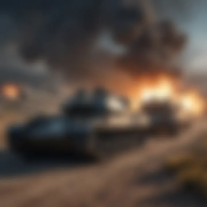 A dynamic battlefield scene with various tank classes