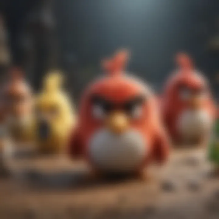 Digital illustration showing evolution of Angry Birds characters over time