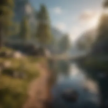 Serene Landscape in Mobile Gaming A serene landscape from a mobile game illustrating relaxation