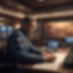 Commander strategizing in the war room