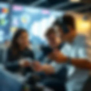 Developers collaborating on mobile game design