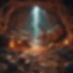 A vibrant illustration of the Diggy character exploring a treasure-filled cave