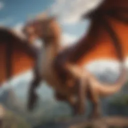 A vibrant dragon soaring through the skies