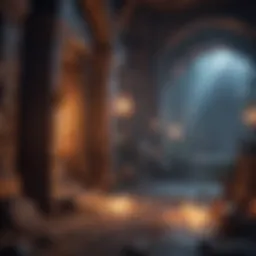 Mystical Dungeon setting with glowing crystals