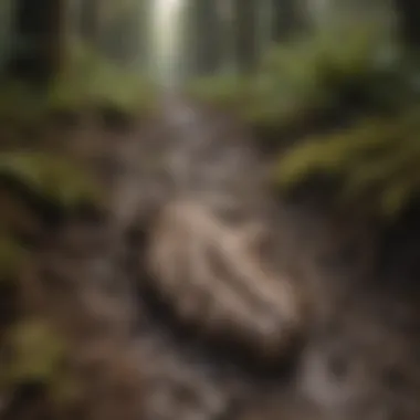 Imprint of the Elusive Sasquatch Sasquatch footprint embedded in muddy forest ground