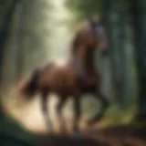 A majestic horse galloping through a mystical forest