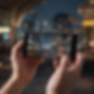 Evolution of UX in Mobile and Handheld Gaming Abstract futuristic digital landscape depicting gaming UX evolution