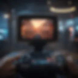 Illustration depicting a futuristic gaming interface on Apple Arcade