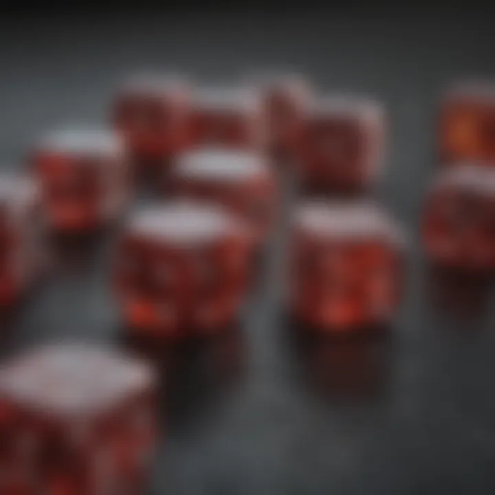 Close-up of dice on a virtual game board