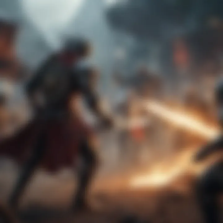 An engaging combat scene featuring fantasy characters in battle.