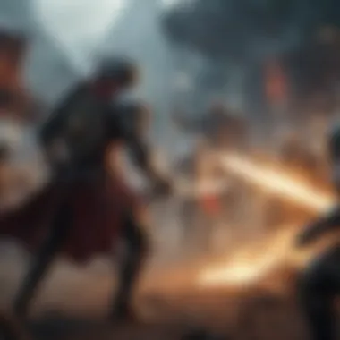 Epic Fantasy Battles An engaging combat scene featuring fantasy characters in battle.