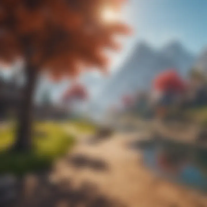 A vibrant landscape in Fortnite showcasing its graphic quality on mobile