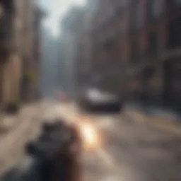 Dynamic action scene from a mobile shooting game