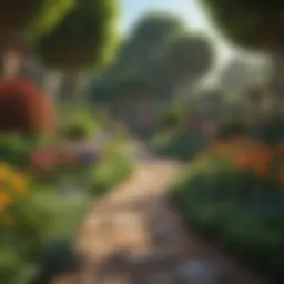 A captivating garden scene from Gardenscapes showcasing vibrant flowers and lush greenery.