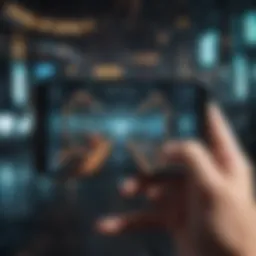 Illustration of futuristic mobile gaming interface