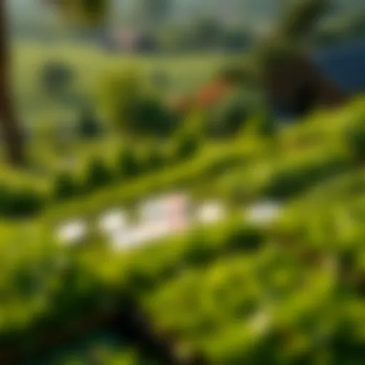 Strategic Gameplay on a Lush Farm A captivating scene of a lush farm with solitaire cards laid out strategically.