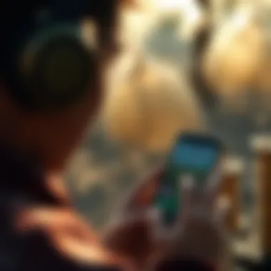 Engagement with Harvest Solitaire A close-up view of a player engaging with the Harvest Solitaire app on a mobile device.