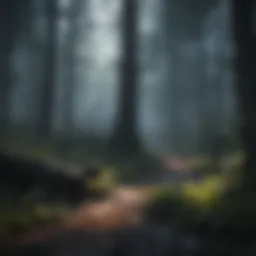 Dark and eerie forest setting from a horror game