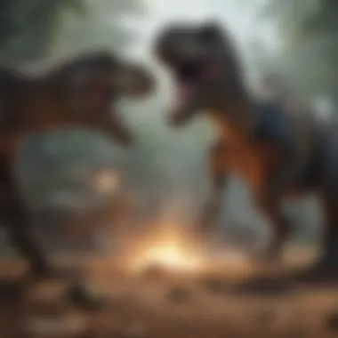 A thrilling battle scene from Jurassic World Live Game showcasing dinosaurs in action