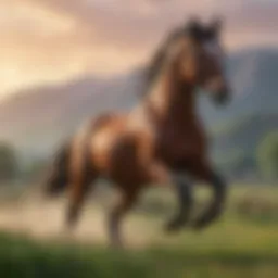 A majestic horse galloping across a vibrant landscape in Star Stable Online