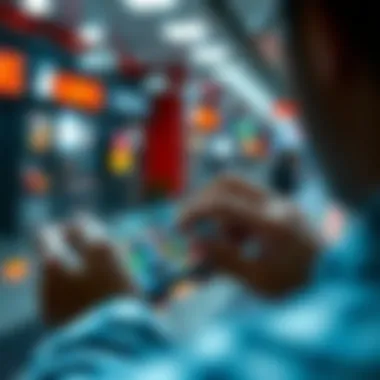 User interacting with mobile app store on a smartphone