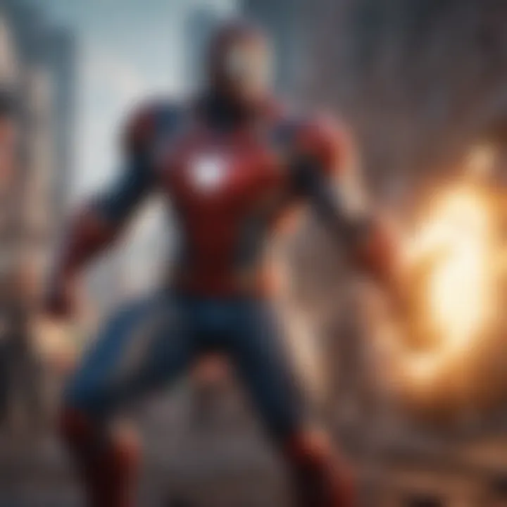 A captivating visual of Marvel superheroes in a mobile game setting.