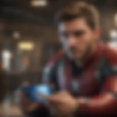 An engaging snapshot of a player immersed in a Marvel mobile game experience.