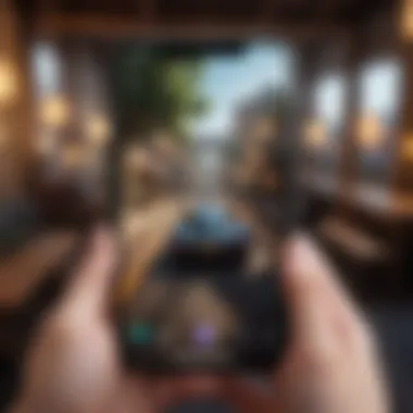 Immersive Mobile Gameplay A player immersed in a merge game on a mobile device
