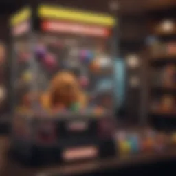 An overview of a claw machine app interface showcasing vibrant graphics