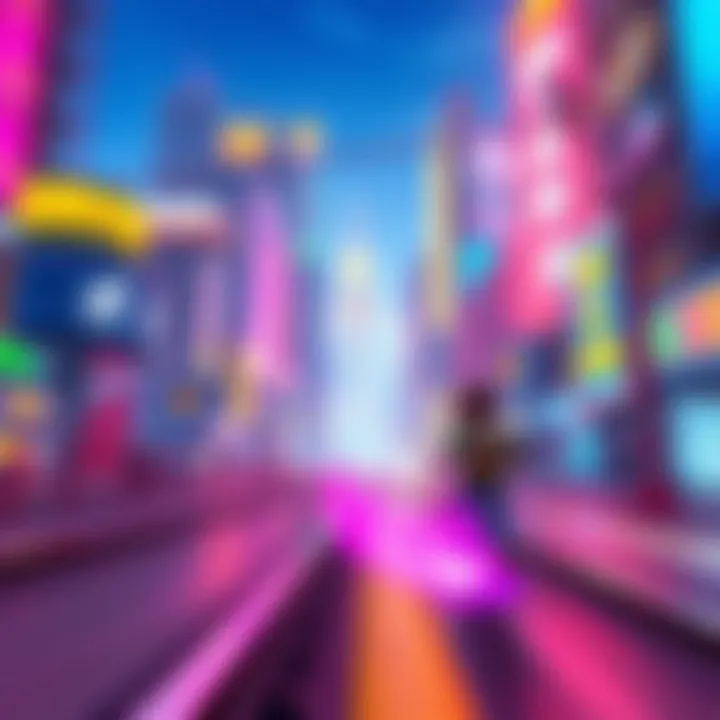 Artistic representation of Subway Surf's vibrant cityscape