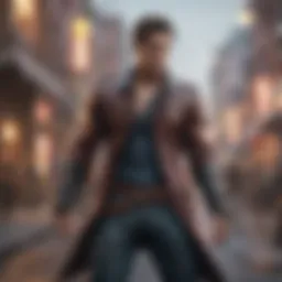 Dynamic gameplay scene showcasing JoJo characters in action