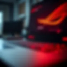 Close-up of ASUS ROG gaming laptop showcasing advanced technology
