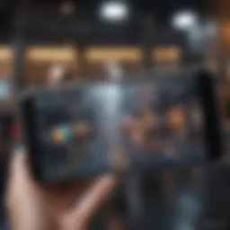 A futuristic mobile device showcasing augmented reality features