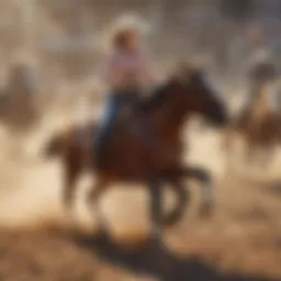 A thrilling moment in Rodeo Stampede gameplay showcasing dynamic animal riding