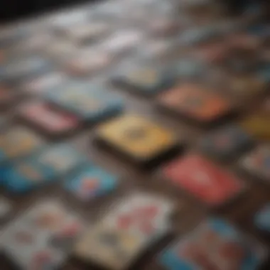 Colorful Uno cards spread on a table, showcasing different designs