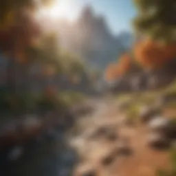 A vibrant virtual landscape showcasing various gameplay styles