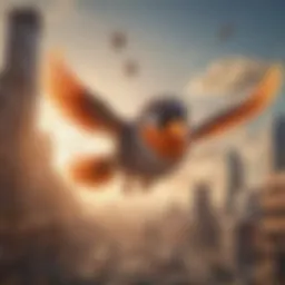 Abstract representation of Flappy Bird's rise to fame in mobile gaming