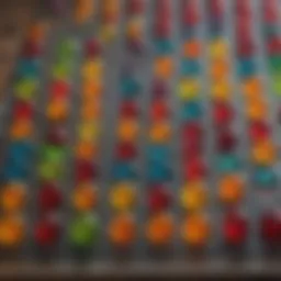 Colorful gummy drop game board with various levels and challenges