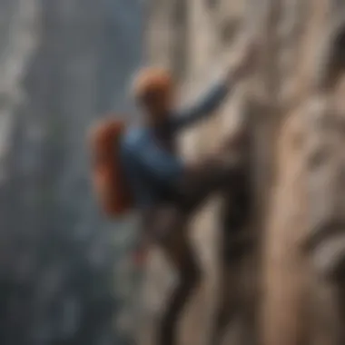 A climber navigating a challenging vertical ascent