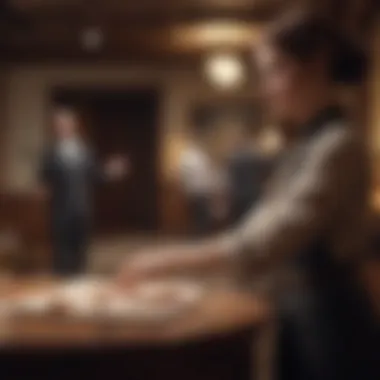 Artistry in Farewell Gestures Artistic depiction of a farewell gesture in a hotel hideaway
