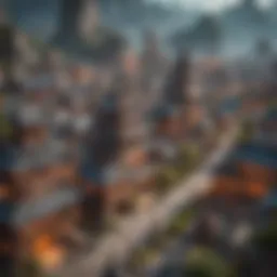 A vibrant dragon city filled with various dragon habitats and structures.