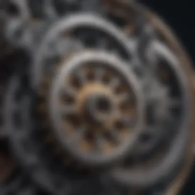 Intricate game mechanics depicted through gears and cogs