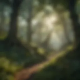 Lush virtual forest in mobile exploration game