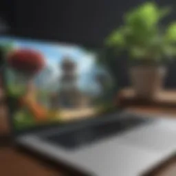 MapleStory gameplay on MacBook screen