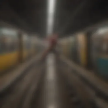 A group engaging in subway surfing daringly