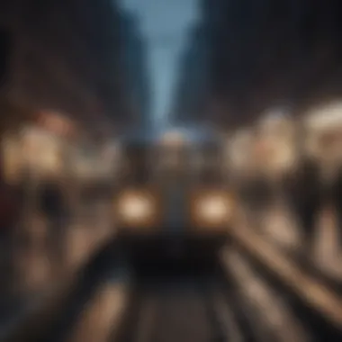 Urban Velocity: The Dynamics of Subway Travel A subway train speeding through an urban landscape