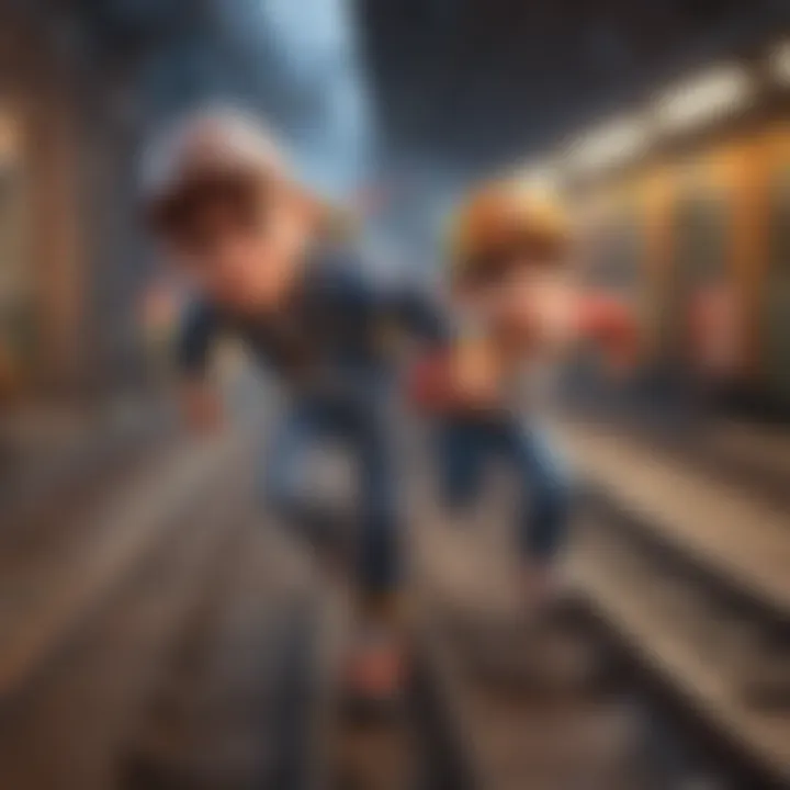 An illustration depicting characters from Subway Surfers in dynamic action.