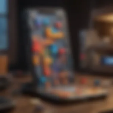 Technological Advancements in Tetris Mobile An artistic representation of various technological advancements that have shaped the Tetris mobile experience.