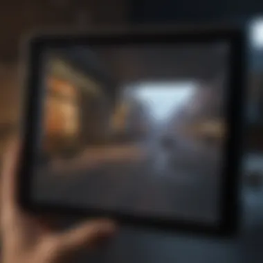 Detailed view of iPad screen displaying different resolutions