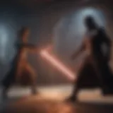 Mystical Force wielders engaged in a lightsaber duel